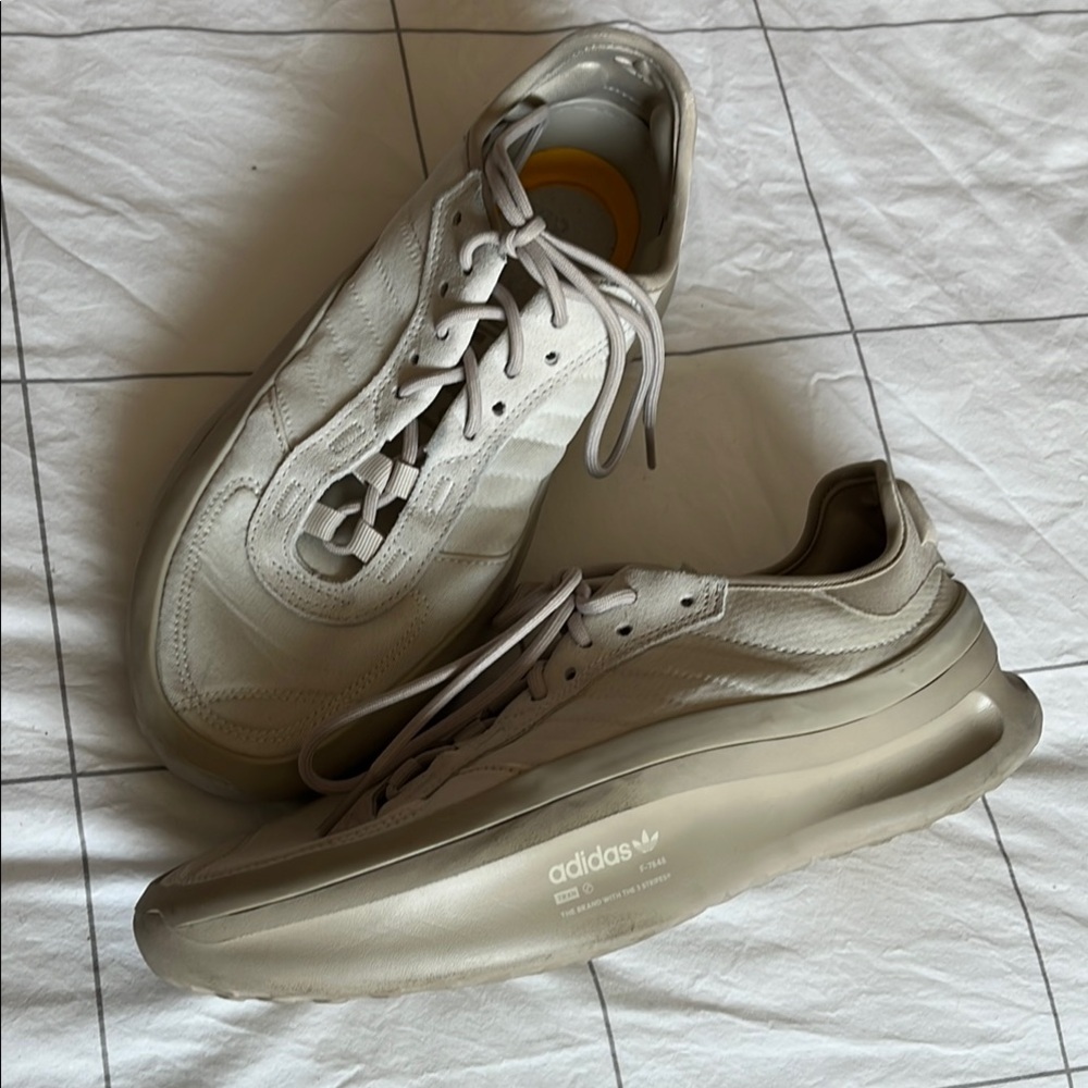 Adidas Cream Sneakers with Chunky Sole and Minimalist Design